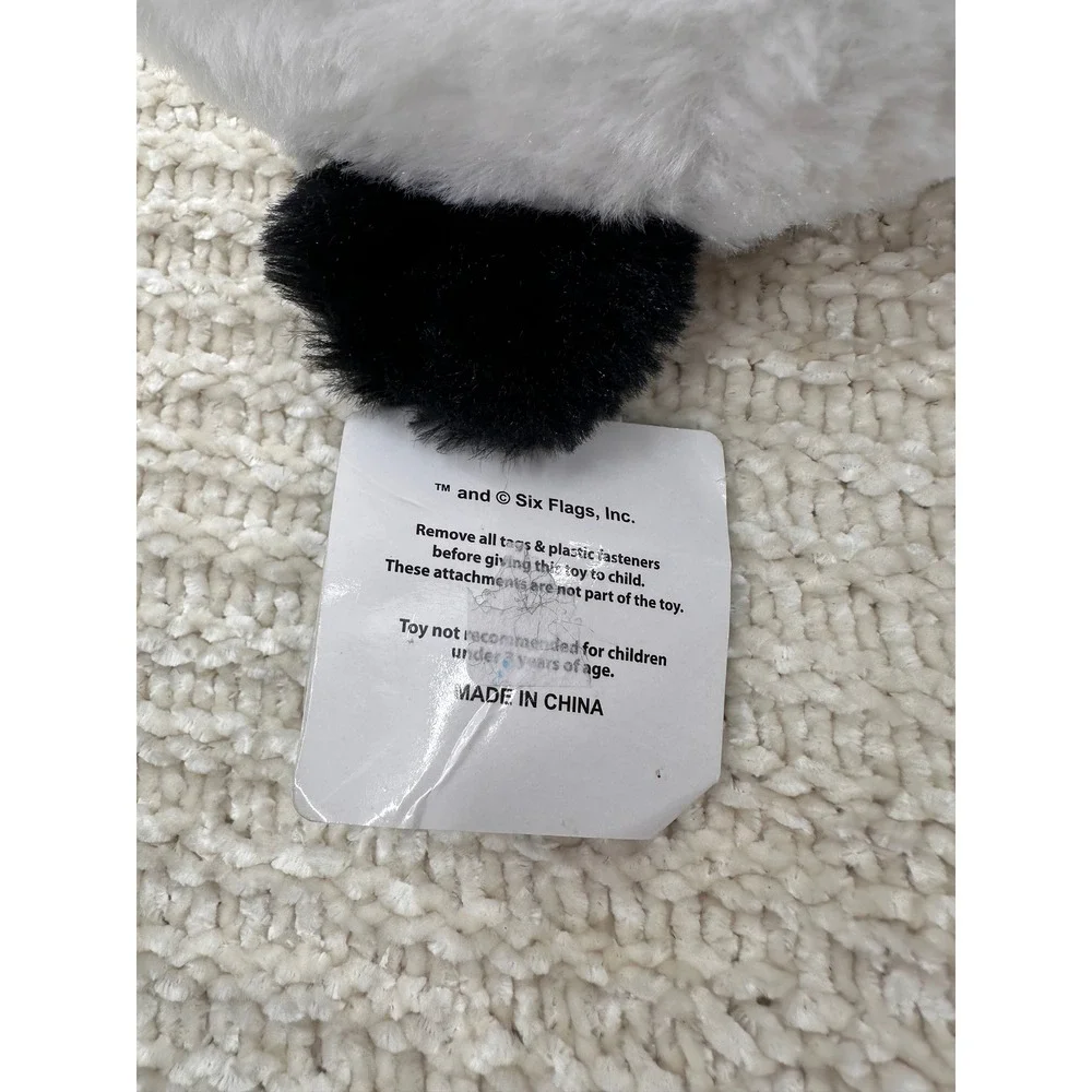 Six Flags Panda Plush Stuffed Animal Sparkle Blue Eyes 12 Inch Kids Toy Kawaii